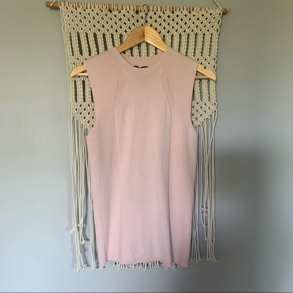 Melanie Lyne Ribbed Sleeveless Pink Tank Top